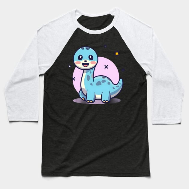 Cute Kawaii dinosaur Baseball T-Shirt by Spaceboyishere